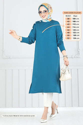 moda selvim بلوز بترولي 2695AYD574 - Thumbnail