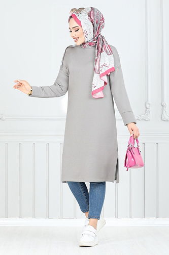 moda selvim Tunic 2695AYD969-M Gray - Thumbnail