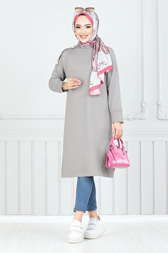 moda selvim Tunic 2695AYD969-M Gray - Thumbnail