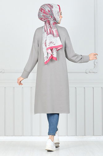 moda selvim بلوز رمادي 2695AYD969-M - Thumbnail