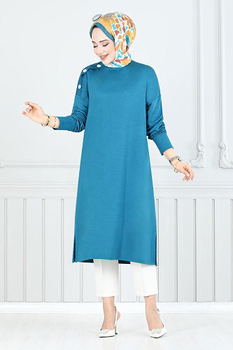 moda selvim Tunic 2695AYD969-M Petroleum - Thumbnail