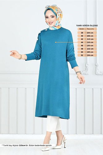moda selvim Tunic 2695AYD969-M Petroleum - Thumbnail