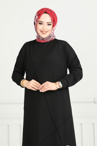 moda selvim Tunic 2696AYD574 Black - Thumbnail