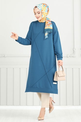 moda selvim Tunic 2696AYD574 Petroleum - Thumbnail