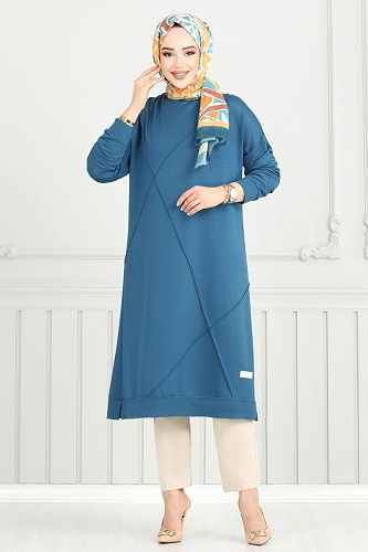 moda selvim Tunic 2696AYD574 Petroleum - Thumbnail