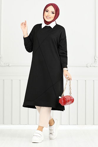 moda selvim Tunic 2696AYD969-M Black - Thumbnail