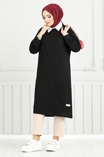 moda selvim Tunic 2696AYD969-M Black - Thumbnail