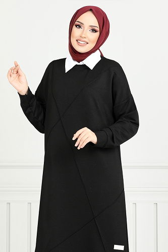 moda selvim بلوز أسود 2696AYD969-M - Thumbnail