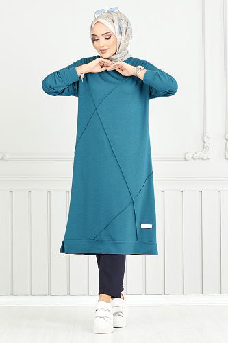moda selvim Tunic 2696AYD969-M Petroleum - Thumbnail