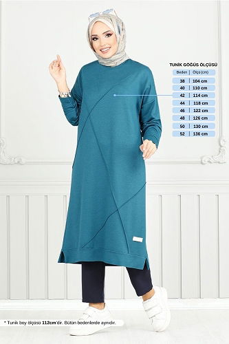 moda selvim بلوز بترولي 2696AYD969-M - Thumbnail