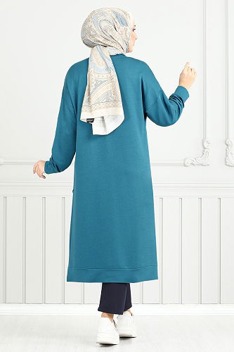 moda selvim بلوز بترولي 2696AYD969-M - Thumbnail