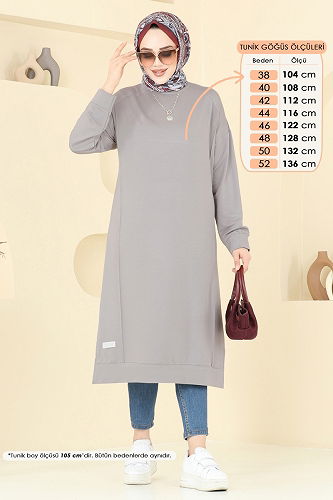 moda selvim Tunic 2697AYD574 Gray - Thumbnail