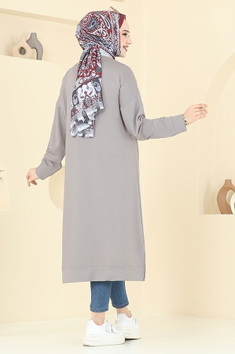 moda selvim بلوز رمادي 2697AYD574 - Thumbnail