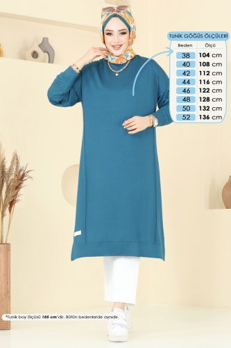 moda selvim بلوز بترولي 2697AYD574 - Thumbnail