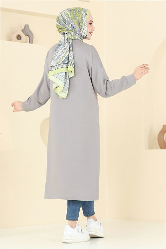 moda selvim بلوز رمادي 2698AYD574 - Thumbnail