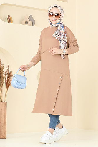 moda selvim Tunic 2698AYD574 Latte - Thumbnail