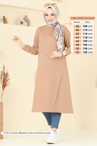 moda selvim Tunic 2698AYD574 Latte - Thumbnail