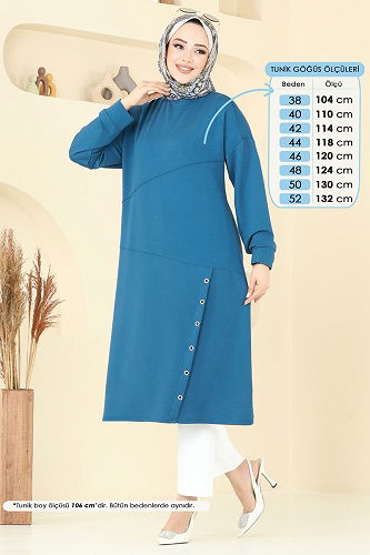 moda selvim بلوز بترولي 2698AYD574 - Thumbnail