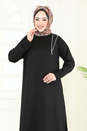 moda selvim Tunic 2700AYD574 Black - Thumbnail