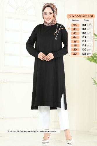 moda selvim Tunic 2700AYD574 Black - Thumbnail
