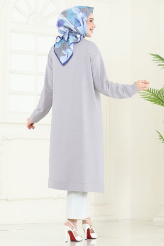 moda selvim بلوز رمادي 2700AYD574 - Thumbnail