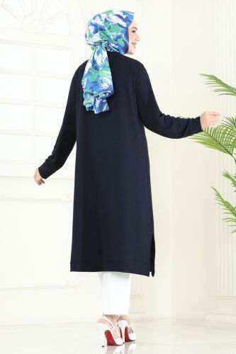moda selvim بلوز كحلي 2700AYD574 - Thumbnail