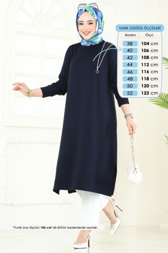 moda selvim بلوز كحلي 2700AYD574 - Thumbnail
