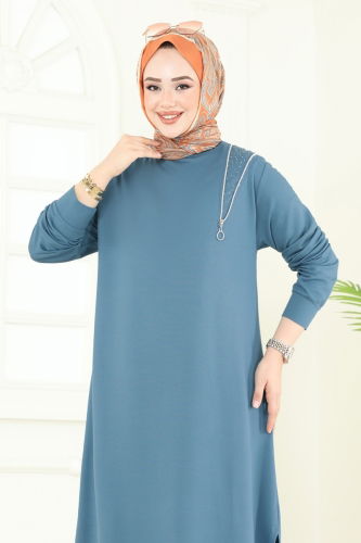 moda selvim بلوز بترولي 2700AYD574 - Thumbnail
