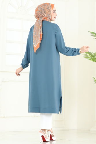 moda selvim بلوز بترولي 2700AYD574 - Thumbnail