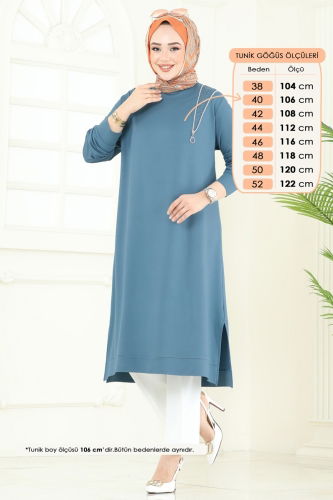 moda selvim بلوز بترولي 2700AYD574 - Thumbnail