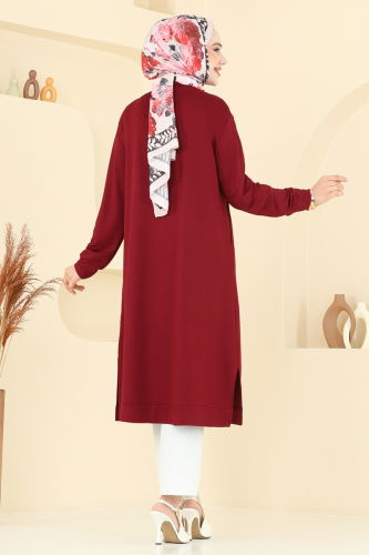 moda selvim بلوز خمري 2701AYD574 - Thumbnail