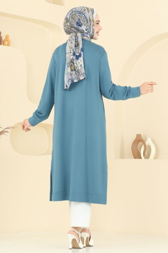 moda selvim بلوز بترولي 2701AYD574 - Thumbnail