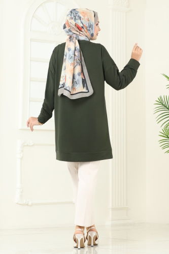 moda selvim بلوز اخضر عفني 2702AYD574 - Thumbnail
