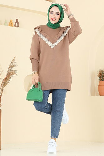 moda selvim Tunic 2712AYD574 Biscuit - Thumbnail