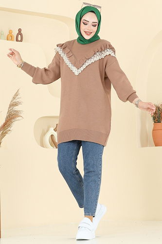 moda selvim Tunic 2712AYD574 Biscuit - Thumbnail
