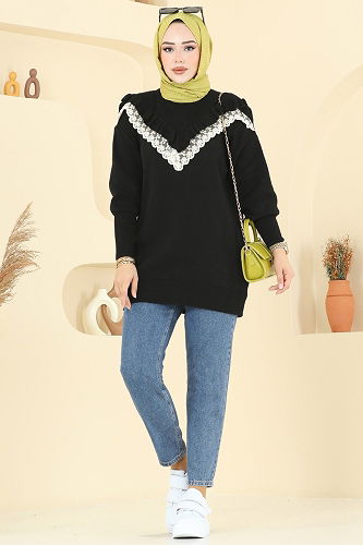 moda selvim Tunic 2712AYD574 Black - Thumbnail