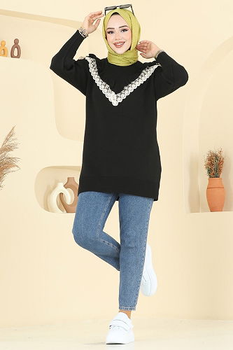 moda selvim بلوز أسود 2712AYD574 - Thumbnail