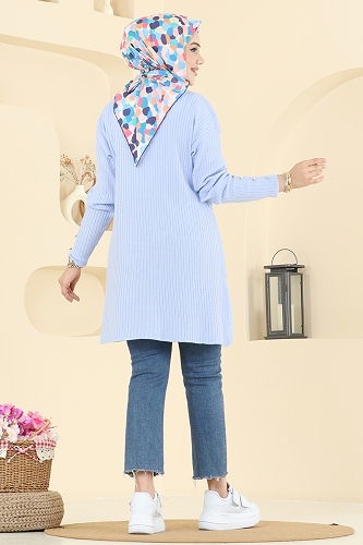 moda selvim بلوز أزرق فاتح 2714AYD574 - Thumbnail