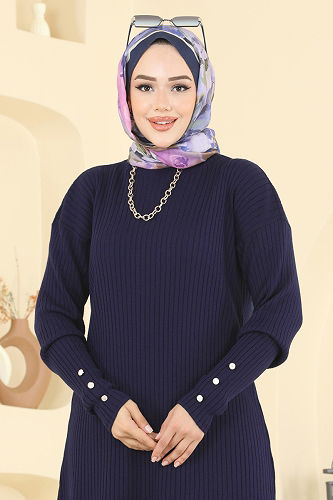 moda selvim Tunic 2714AYD574 Navy Blue - Thumbnail