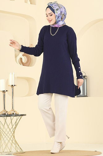 moda selvim Tunic 2714AYD574 Navy Blue - Thumbnail