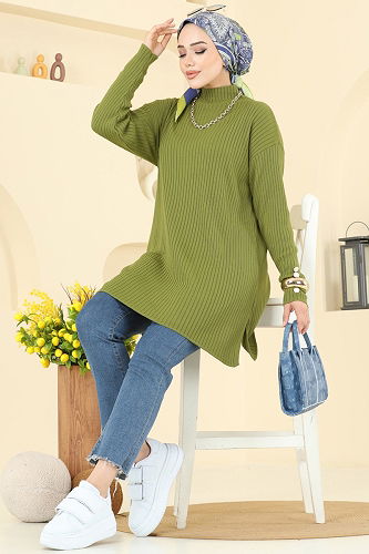 moda selvim Tunic 2714AYD574 Oil Green - Thumbnail