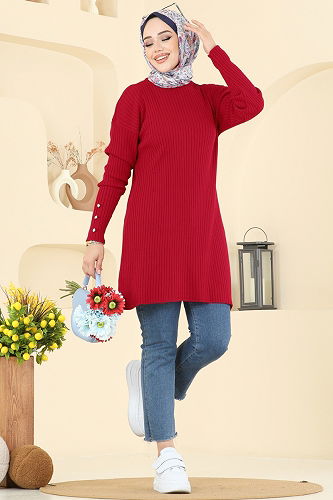moda selvim Tunic 2714AYD574 Red - Thumbnail