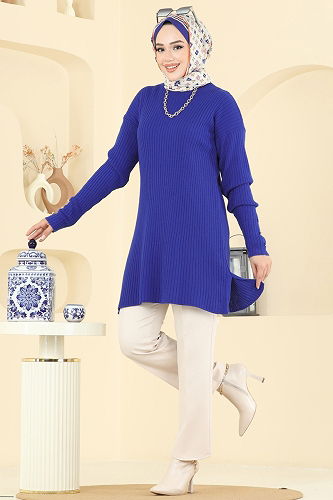 moda selvim بلوز نيلي 2714AYD574 - Thumbnail