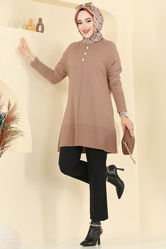 moda selvim بلوز عسلي فاتح 2715AYD574 - Thumbnail