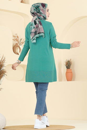 moda selvim بلوز أخضر باهت غامق 2715AYD574 - Thumbnail