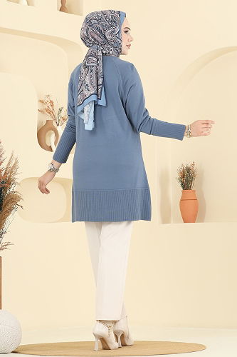 moda selvim Tunic 2715AYD574 Indigo - Thumbnail