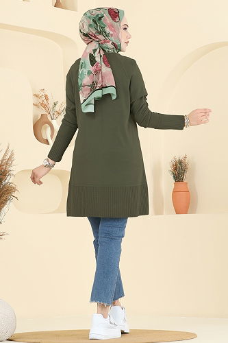 moda selvim بلوز اخضر عفني 2715AYD574 - Thumbnail