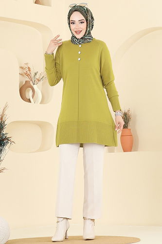 moda selvim Tunic 2715AYD574 Lıght Oil Green - Thumbnail
