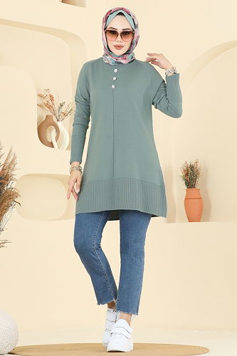 moda selvim بلوز أخضر باهت 2715AYD574 - Thumbnail