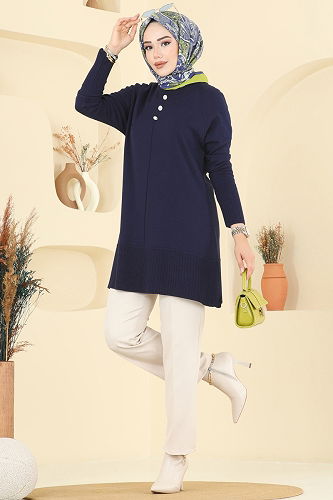 moda selvim Tunic 2715AYD574 Navy Blue - Thumbnail
